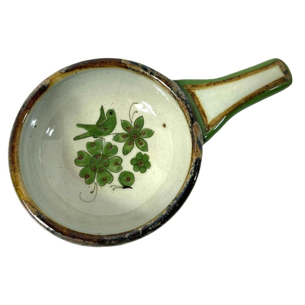 Ken Edwards El Palomar Soup Bowl Mexican Pottery Green Floral Cereal Signed